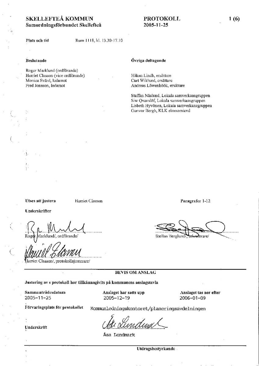 Protokoll, Styrelsen 2005-11-25