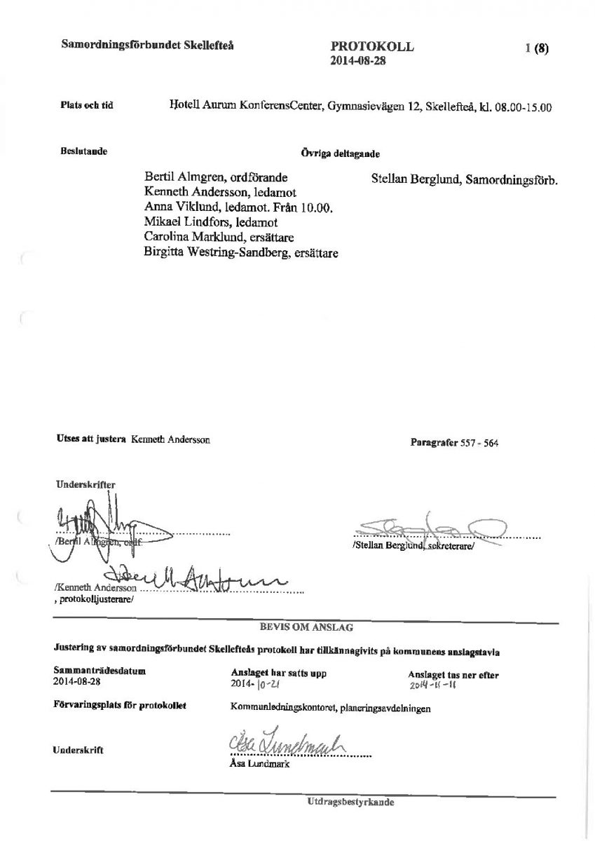 Protokoll, Styrelsen 2014-08-28
