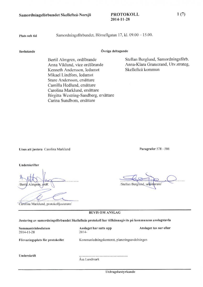 Protokoll, Styrelsen 2014-11-28
